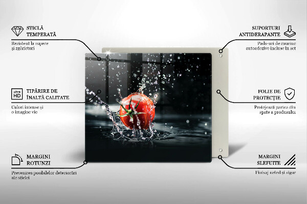 Skärbräda av glas Tomat i vatten