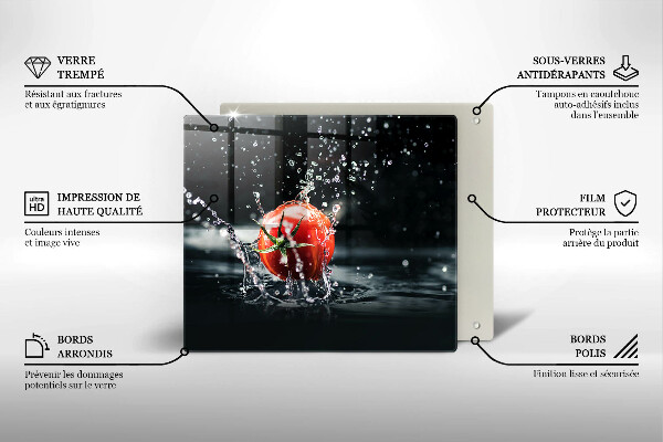 Skärbräda av glas Tomat i vatten