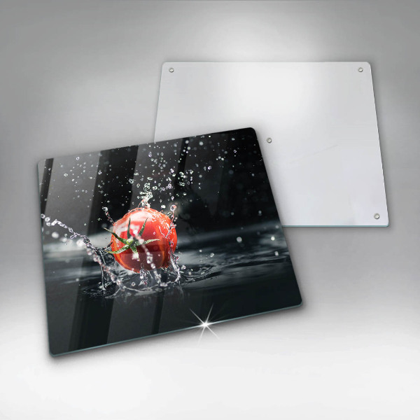 Skärbräda av glas Tomat i vatten