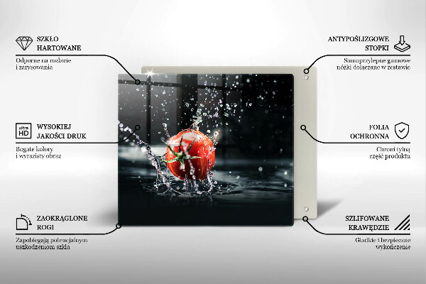 Skärbräda av glas Tomat i vatten
