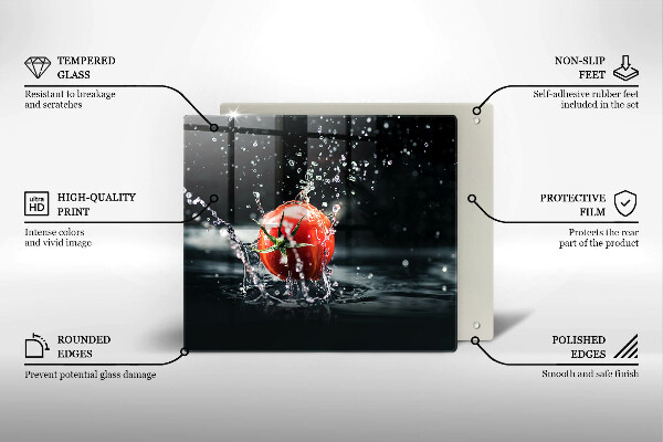 Skärbräda av glas Tomat i vatten