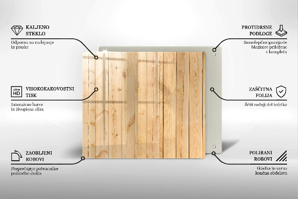 Skärbräda av glas Ömtåliga träskivor