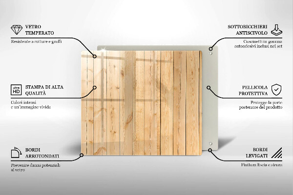 Skärbräda av glas Ömtåliga träskivor