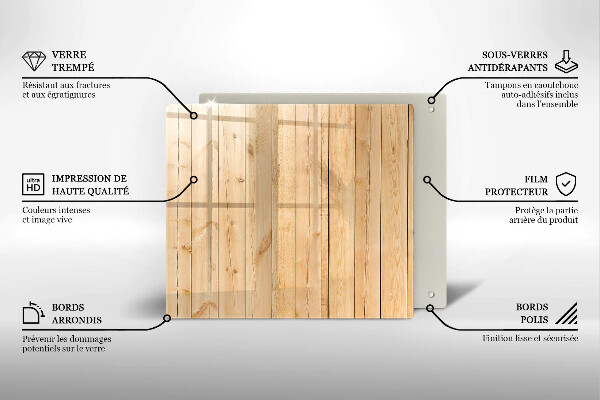 Skärbräda av glas Ömtåliga träskivor
