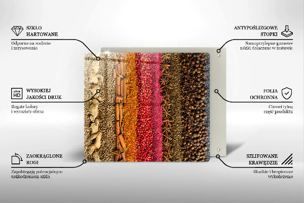 Skärbräda av glas Färgglada kryddor