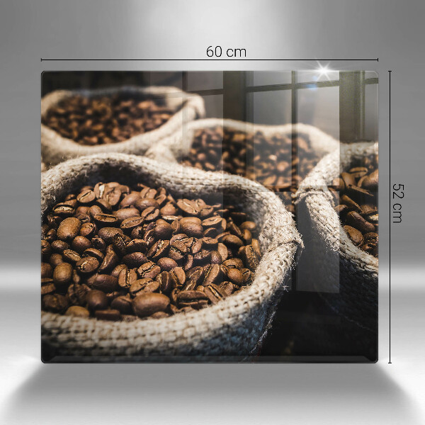 Skärbräda av glas Påsar med kaffebönor