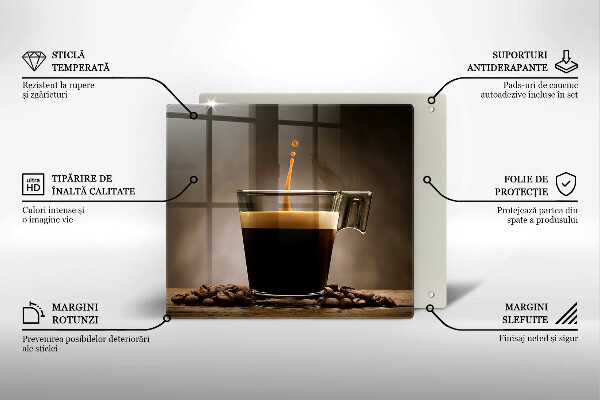 Skärbräda av glas Glas och kaffebönor