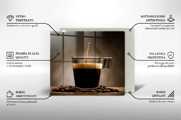 Skärbräda av glas Glas och kaffebönor