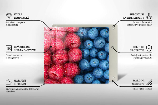 Skärbräda av glas Hallon och blåbär