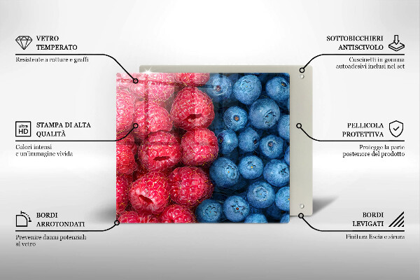Skärbräda av glas Hallon och blåbär