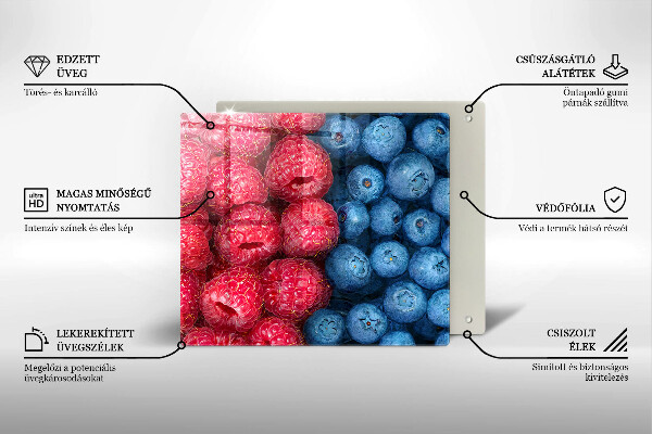 Skärbräda av glas Hallon och blåbär