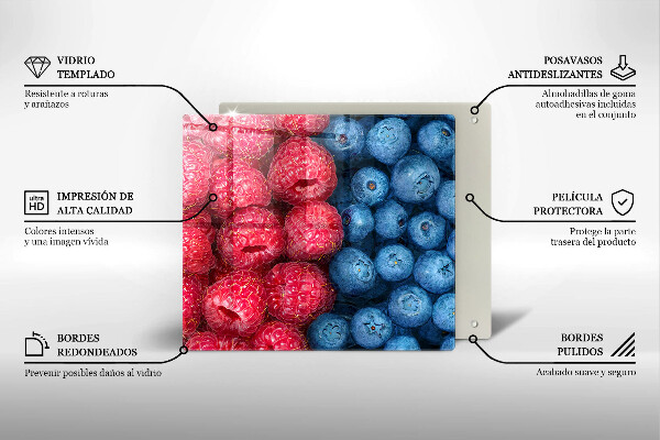 Skärbräda av glas Hallon och blåbär