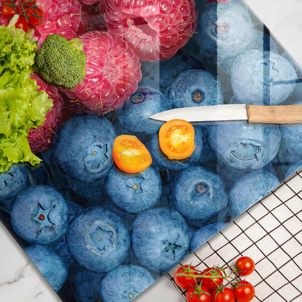 Skärbräda av glas Hallon och blåbär