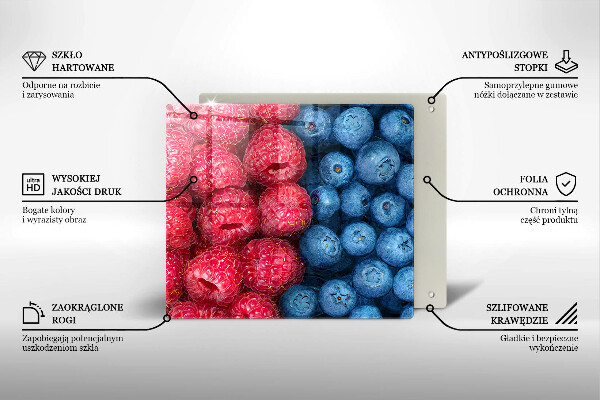 Skärbräda av glas Hallon och blåbär