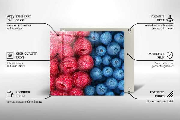 Skärbräda av glas Hallon och blåbär