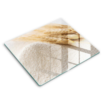 Skärbräda av glas Mjöl och ax av säd