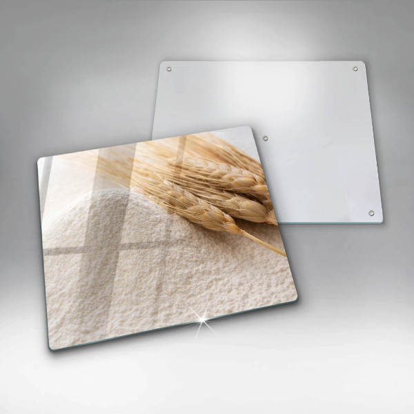 Skärbräda av glas Mjöl och ax av säd