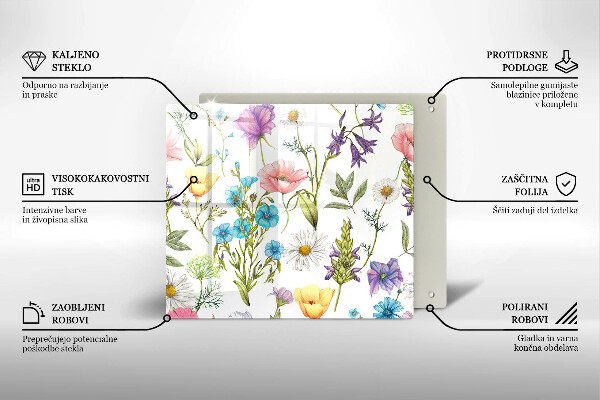 Skärbräda av glas Blommor illustration