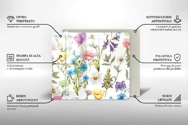 Skärbräda av glas Blommor illustration