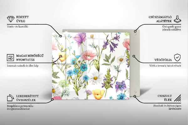 Skärbräda av glas Blommor illustration