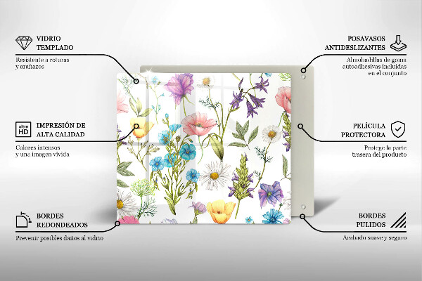 Skärbräda av glas Blommor illustration