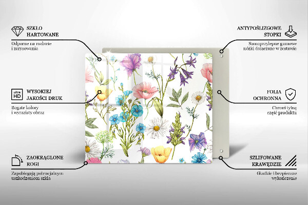 Skärbräda av glas Blommor illustration