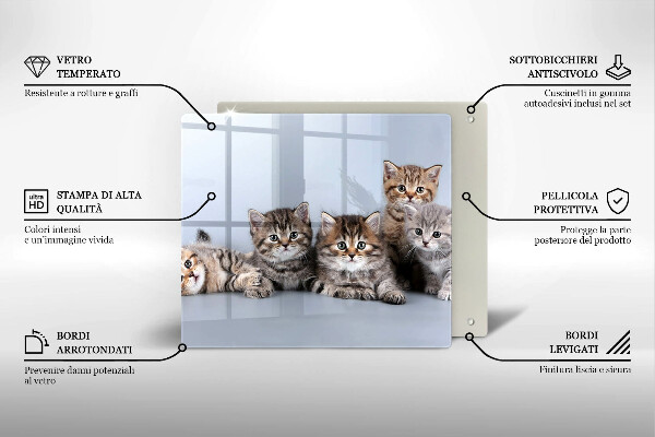 Skärbräda av glas Söta små kattungar