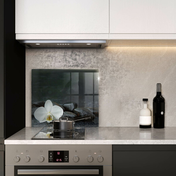 Skärbräda av glas Vita blomma zen stenar