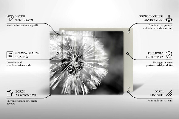 Skärbräda av glas Delikat maskros