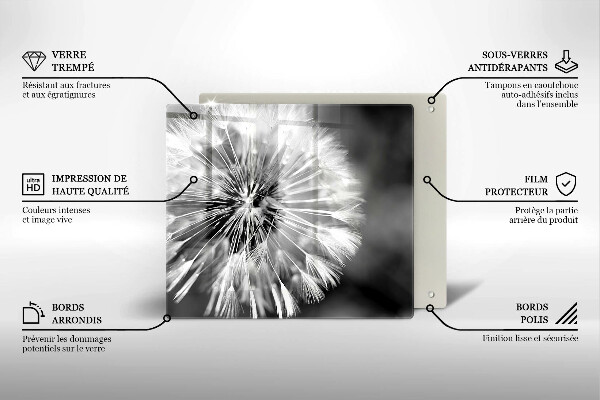 Skärbräda av glas Delikat maskros