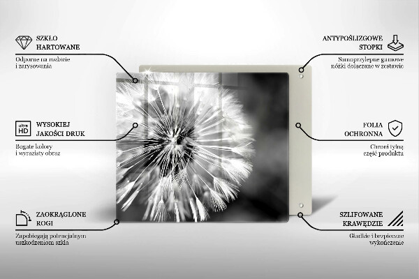 Skärbräda av glas Delikat maskros