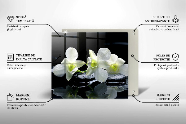 Skärbräda av glas Vita blommor i vatten Zen