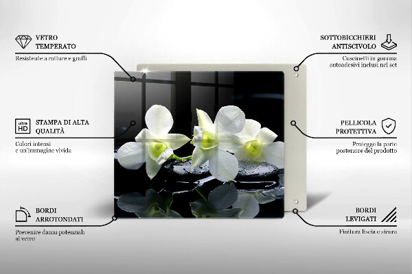 Skärbräda av glas Vita blommor i vatten Zen
