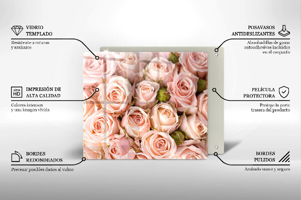 Skärbräda av glas Bukett fina rosor