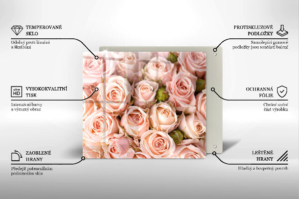 Skärbräda av glas Bukett fina rosor