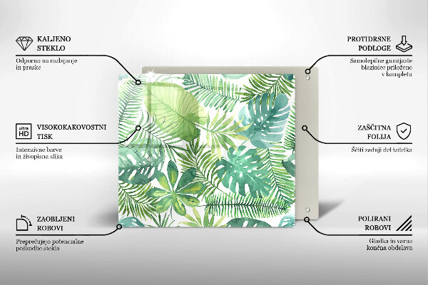 Skärbräda av glas Akvarell boho blad