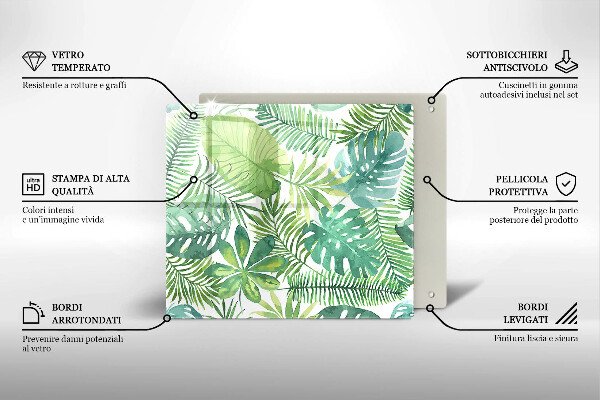 Skärbräda av glas Akvarell boho blad