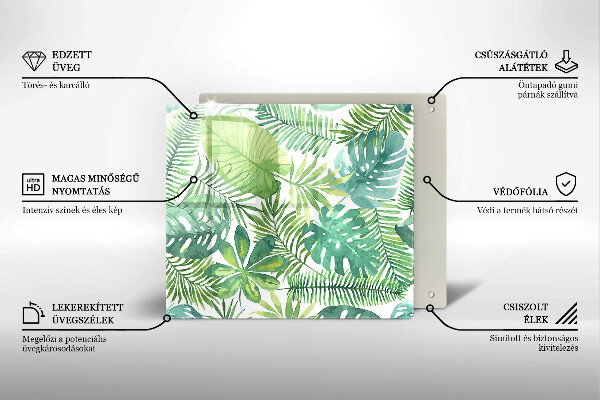 Skärbräda av glas Akvarell boho blad