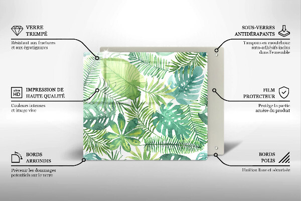 Skärbräda av glas Akvarell boho blad