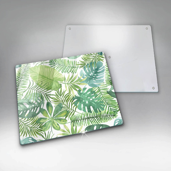 Skärbräda av glas Akvarell boho blad