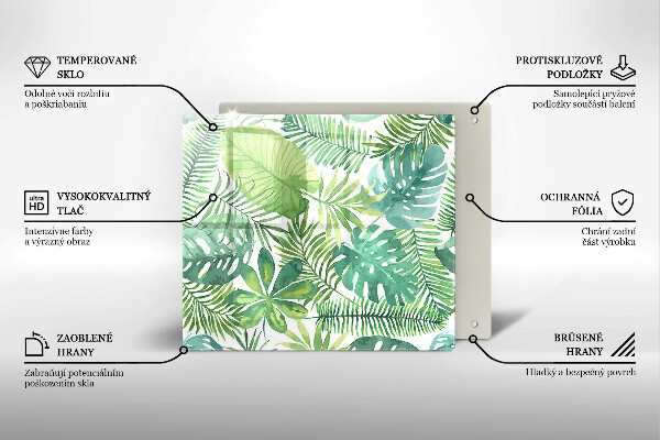 Skärbräda av glas Akvarell boho blad