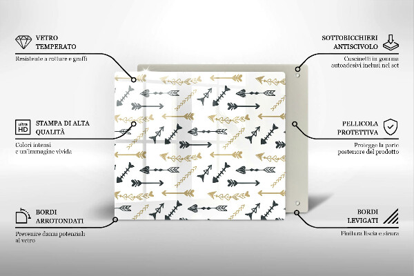 Skärbräda av glas Boho pilmönster