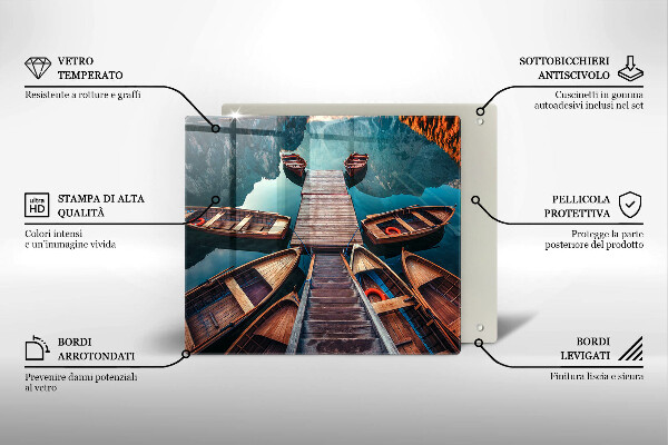 Skärbräda av glas Båtar på sjön