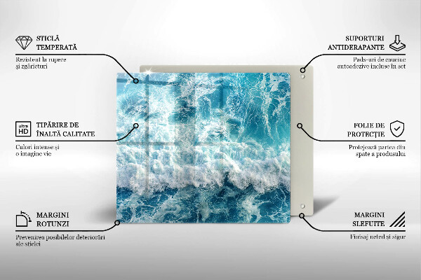Skärbräda av glas Vatten havsvågor