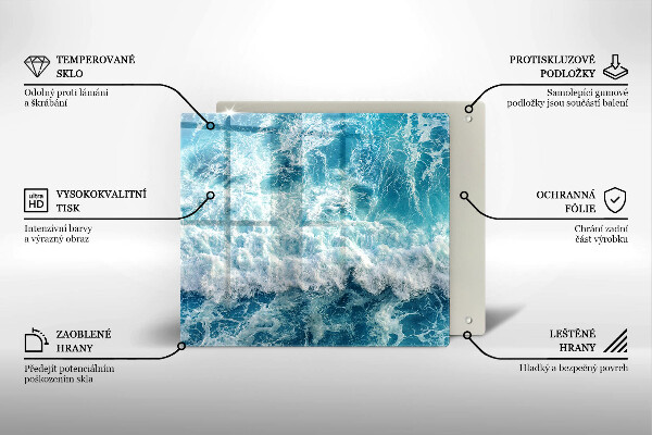Skärbräda av glas Vatten havsvågor