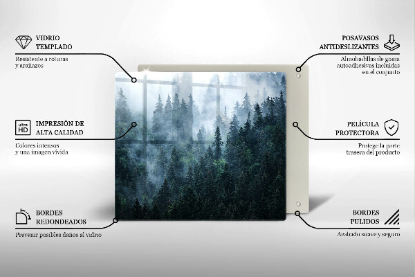 Skärbräda av glas Skogsträd och dimma