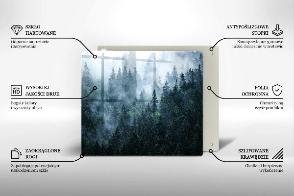 Skärbräda av glas Skogsträd och dimma
