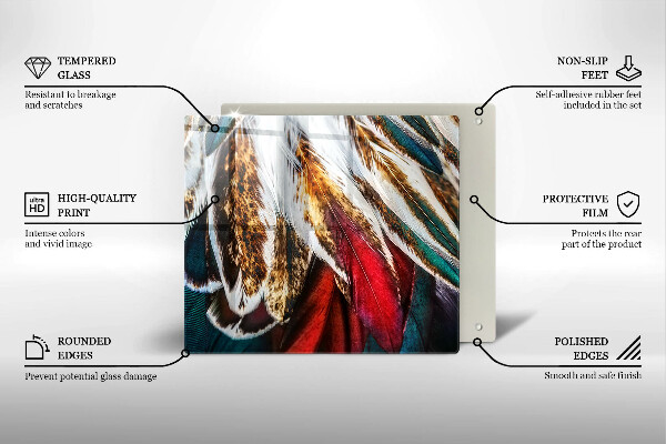 Skärbräda av glas Boho fågelfjädrar