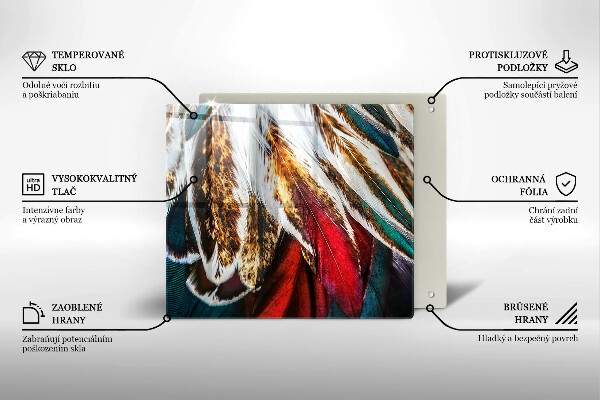 Skärbräda av glas Boho fågelfjädrar