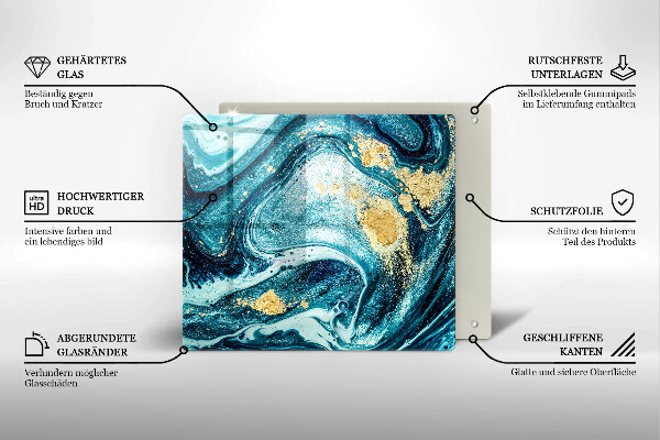 Skärbräda av glas Blått abstrakt guld